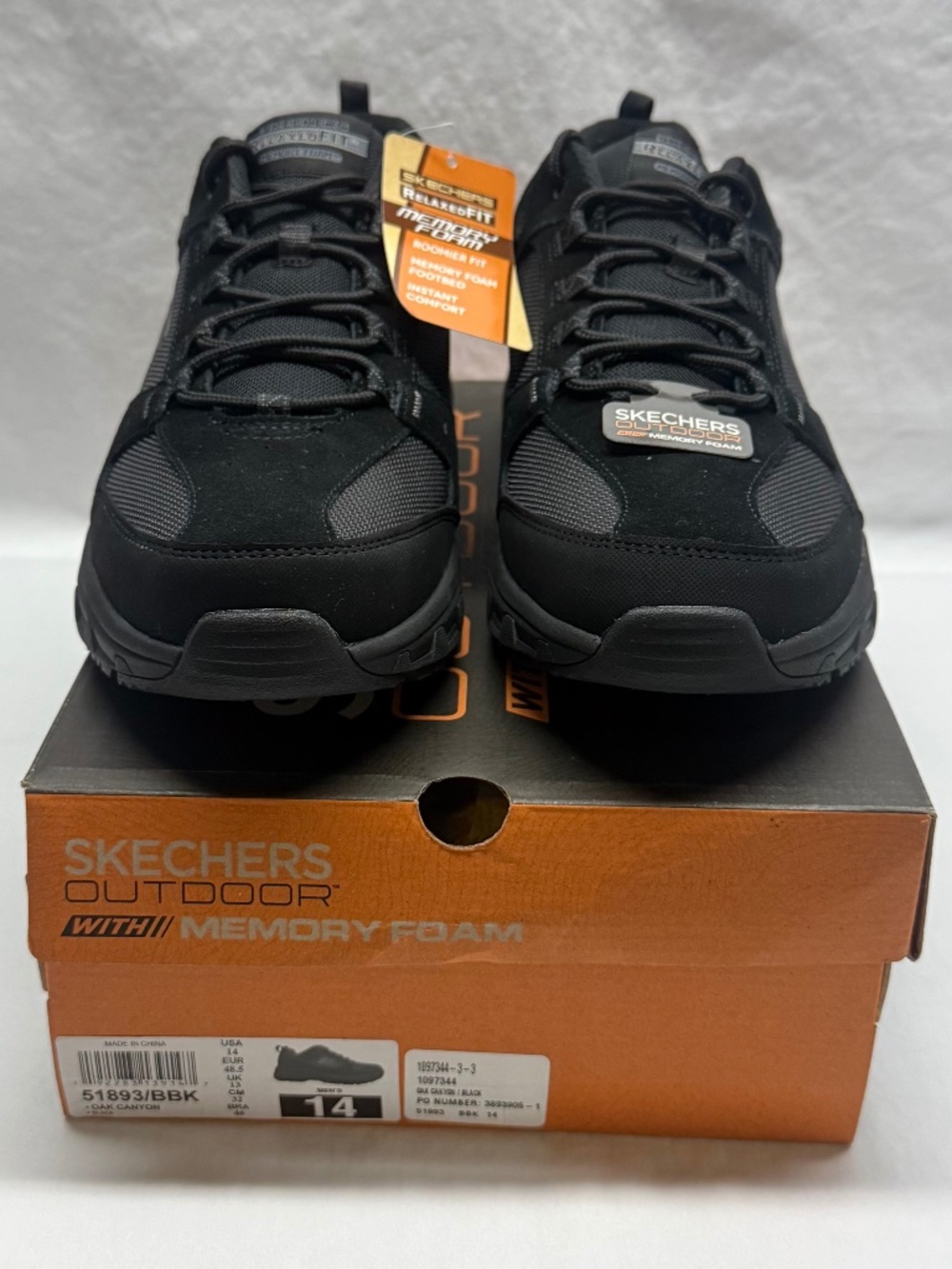 SKECHERS MENS OAK CANYON, Size 14 M - NEW IN BOX BLACK/CHARCOAL
